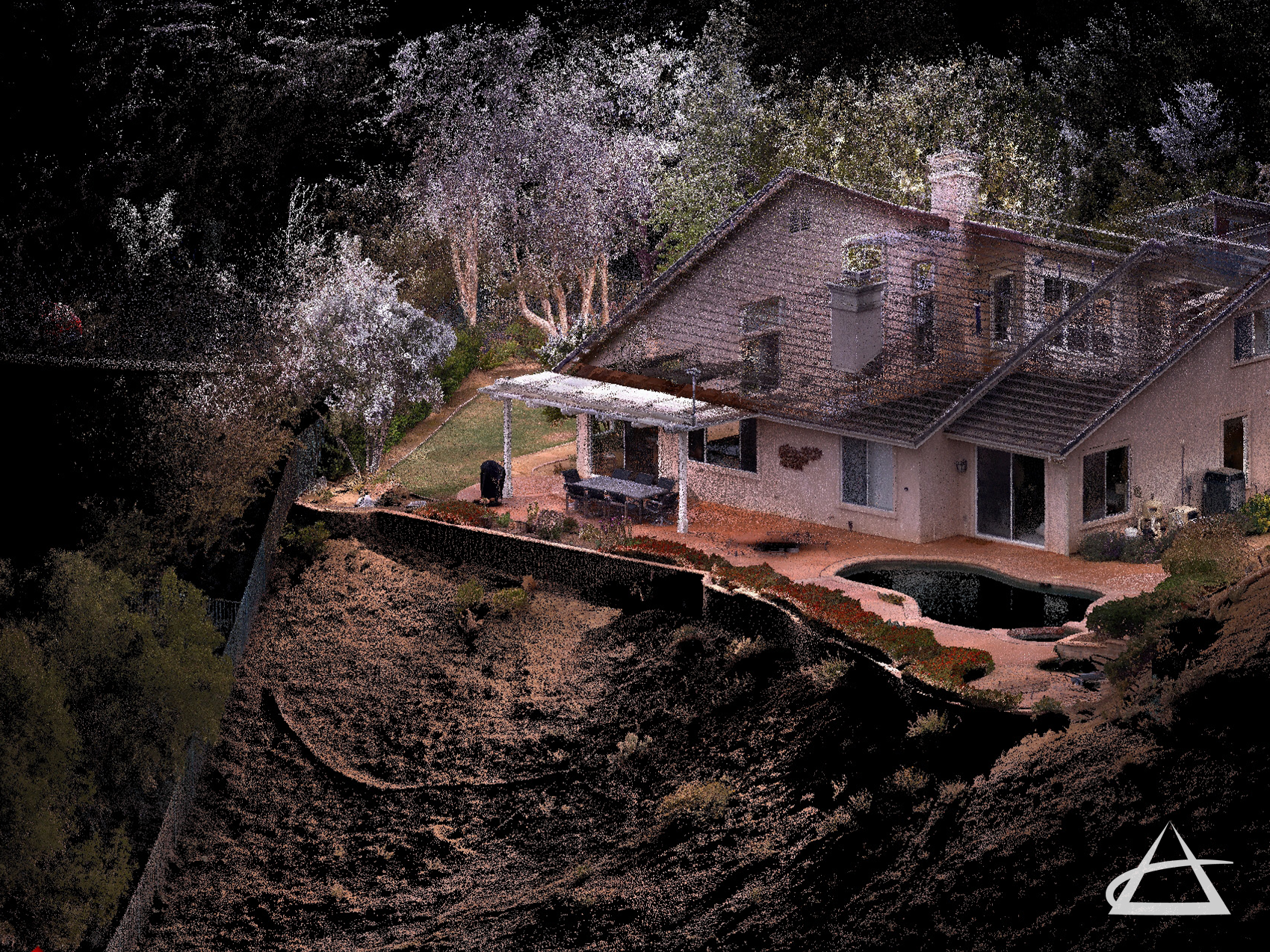 Point cloud of house backyard.